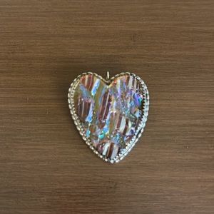 Vintage Artisan Sterling Silver Iridescent Glass Pin/Pendant